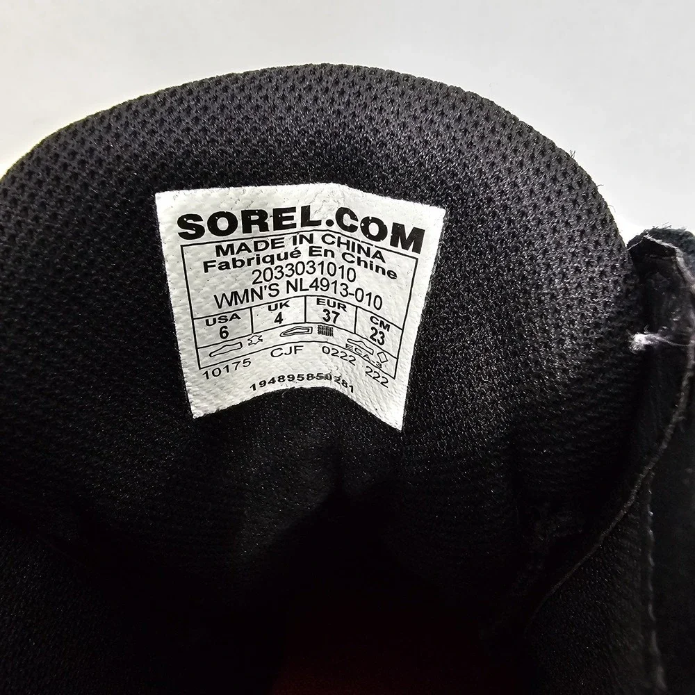 SOREL Out N About Waterproof Wedge Sneaker Boot Black Suede SZ-6 NL4913-010 NOWB